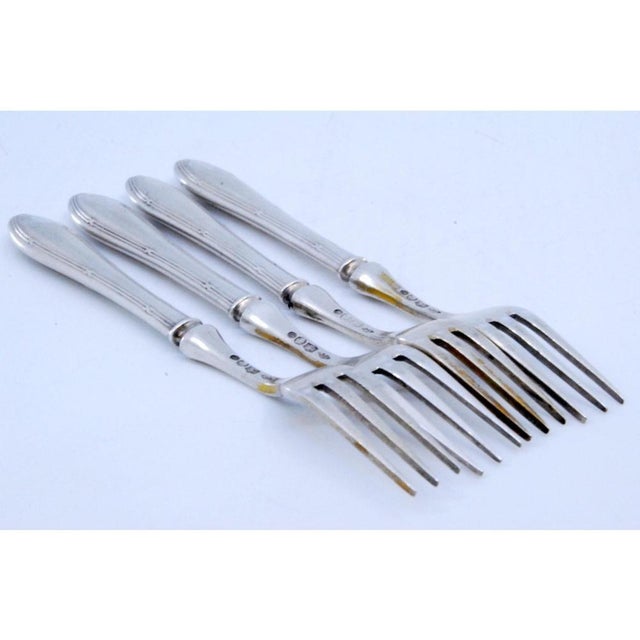 Silver Forks with Crimped Handles, Set of 4 For Sale - Image 4 of 10