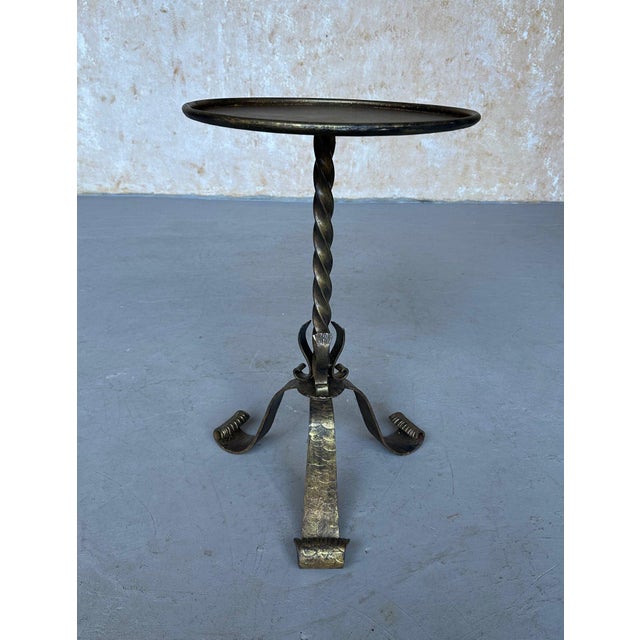 This elegant Spanish iron drinks table was recently hand-crafted by skilled European artisans using traditional iron-...