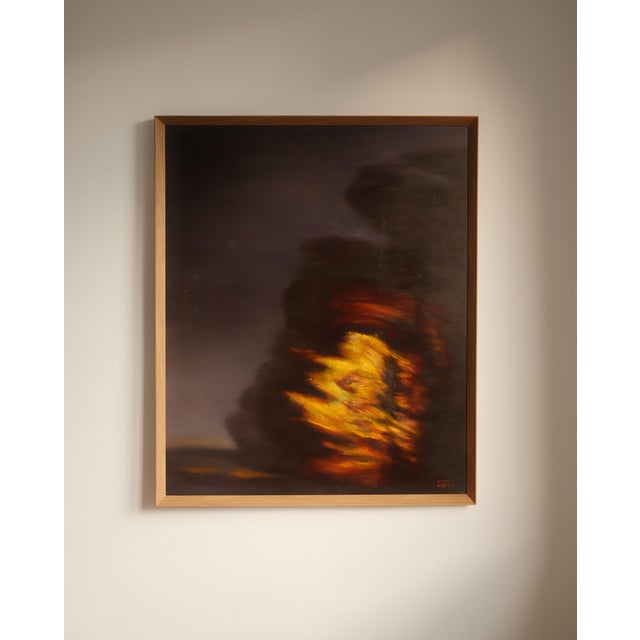 1990s George Herzig, Untitled (Fire), 1999, Oil on Panel For Sale - Image 5 of 5