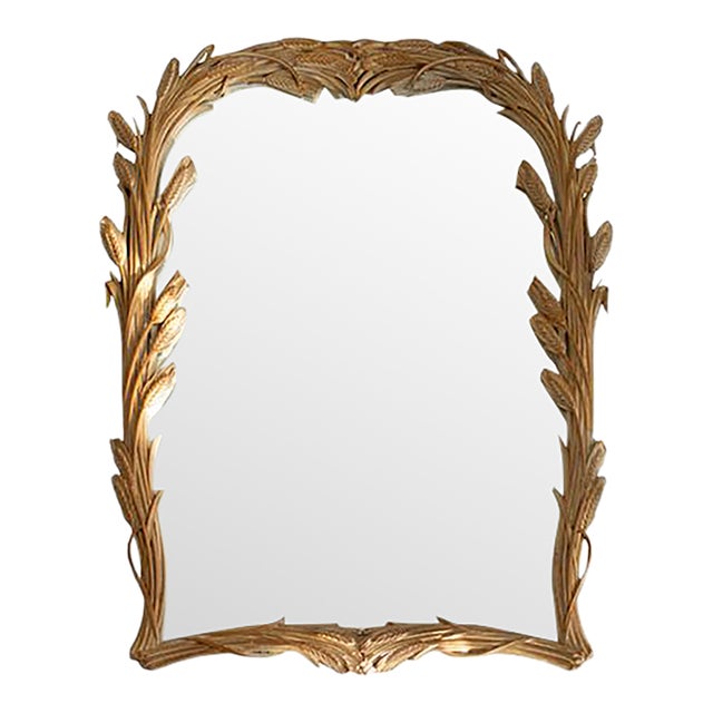 20th Century Carved Wheat Stalk Mirror by Chelini Giovannini, Made in Italy For Sale