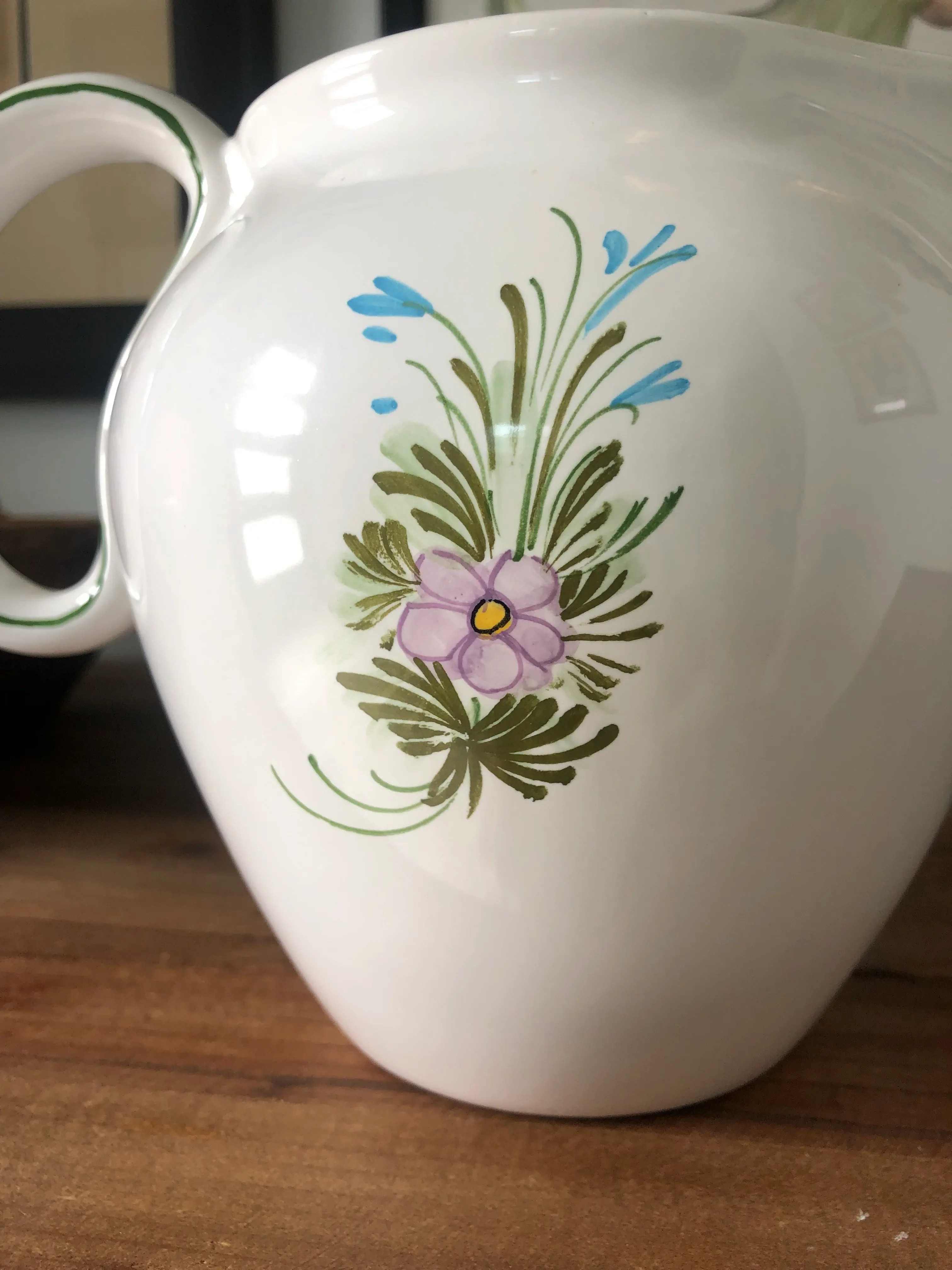 Vintage Lina Di Stefano Italian Hand-Painted Floral Pitcher-Signed