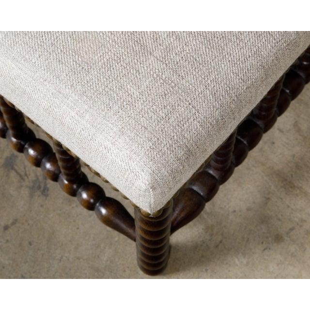 19th Century English 19th Century Bobbin Stool with Upholstered Seat and Nailhead Trim For Sale - Image 5 of 11