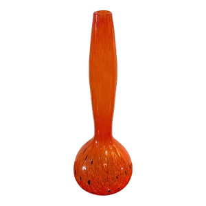 Early 20th Century Art Deco Schneider Orange & Black 'Leopard' Art Glass Motif Tapered Vase