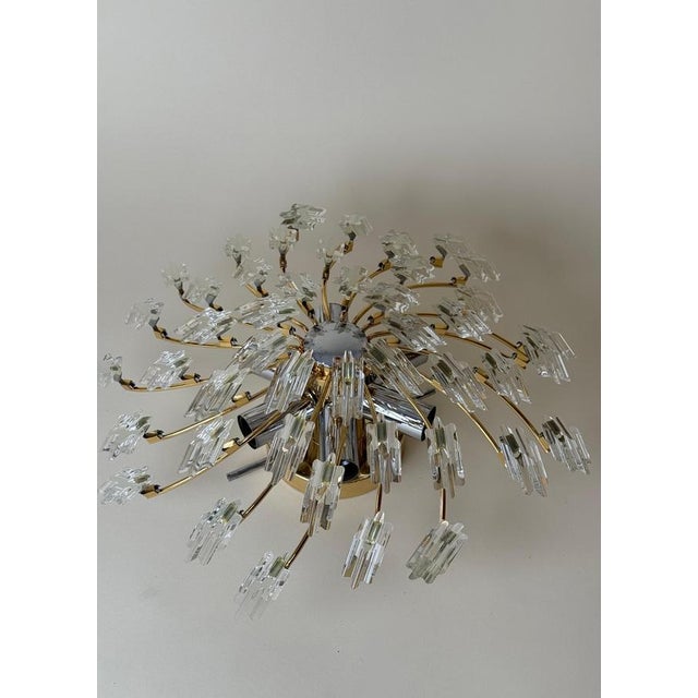 Hollywood Regency Starburst Plafonnier in Gilt Metal and Crystal, 1980s-1990s For Sale - Image 10 of 18