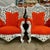 2010s Rococo Style Throne Chair – Orange Velvet Upholstery With Silver Leaf Hand-Carved Frame For Sale - Image 5 of 6