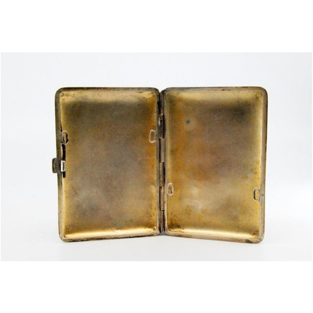 Silver Cigarette Case with Engraved Branches and Hinged Lid For Sale - Image 3 of 11