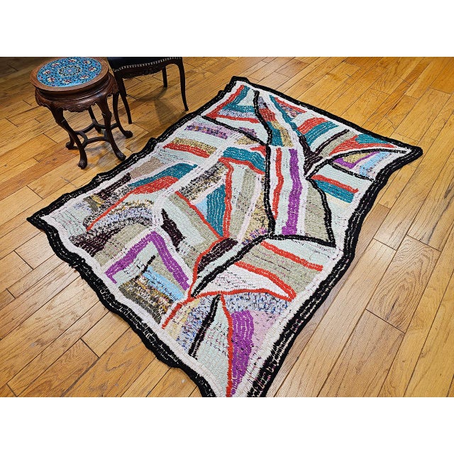 Vintage Moroccan Boucherouite Rug, Handwoven, Mid-Century Modern Abstract Design, 5’ X 7’ For Sale - Image 11 of 11