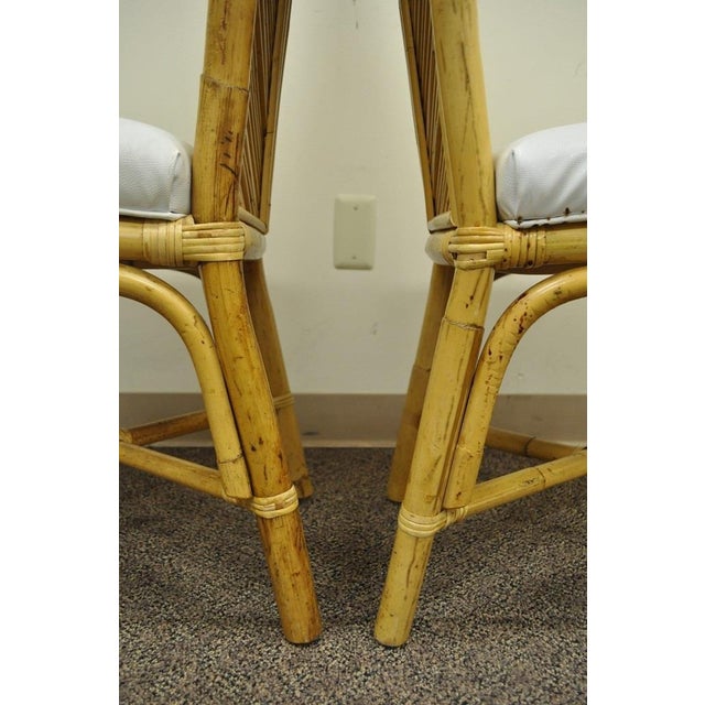 Vintage Hollywood Regency Bamboo Rattan Dining Set Table 4 Chairs