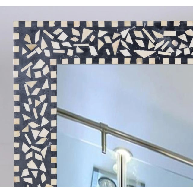 Art Deco Vintage Born Form Black/White Frame Mirror For Sale - Image 3 of 6