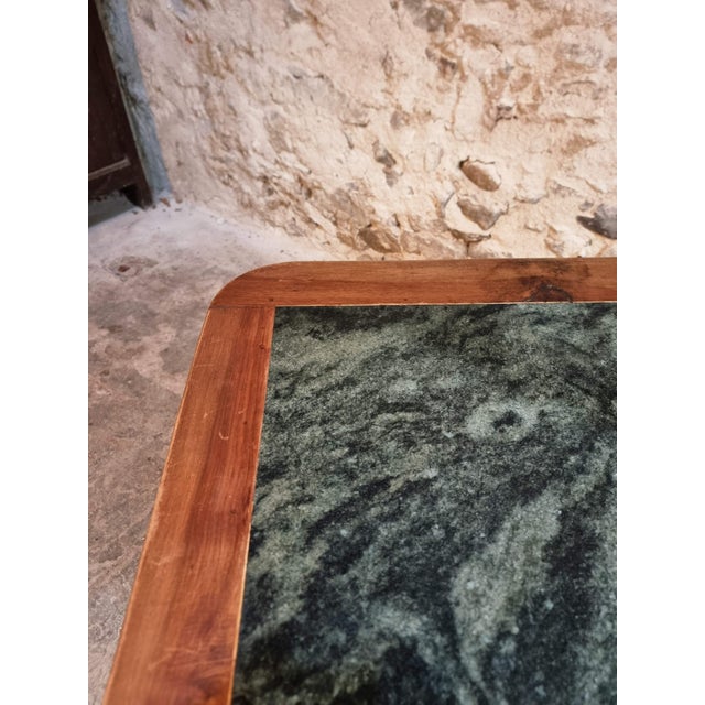 French Oak and Walnut Dining Table with Marble Top For Sale - Image 13 of 18