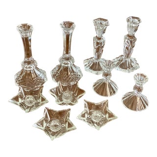 Crystal and Glass Candlestick Holders- Set of 10 For Sale