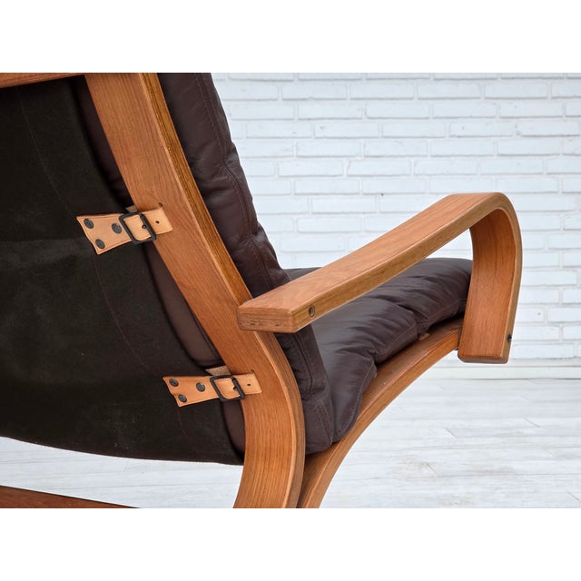 Danish Armchair in Leather, Canvas and Bentwood from Komfort, 1970s For Sale - Image 9 of 18