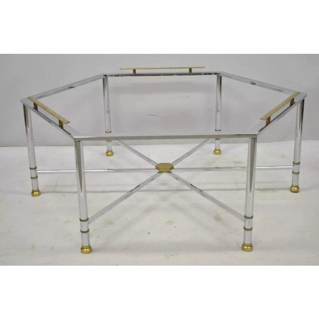 Italian Directoire Maison Jansen Style Steel and Brass Hexagonal Coffee Table Base For Sale - Image 10 of 10