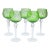 Mid 20th Century Hand-Blown Green Cut-to-Clear Crystal Stems- Set of 5 For Sale