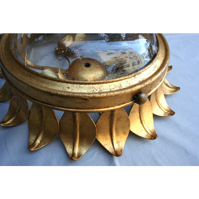 Gilt Metal Ceiling Lamp, 1970s For Sale - Image 3 of 7
