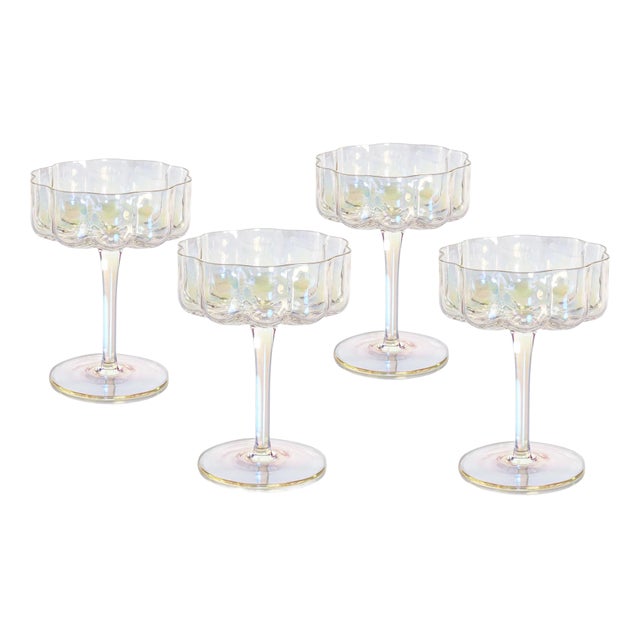 Reinhard 4-Piece Set Handblown Coupe Glasses, Luster For Sale