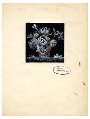 Gustave Bourgogne, Black and White Roses, Mid-20th Century, Gouache Painting