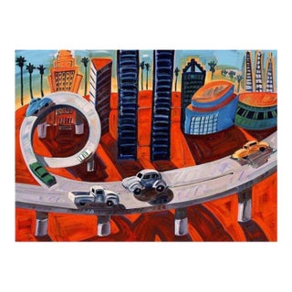 Frank Romero "Cheech's Downtown" Giclee Print Limited Edition Signed, 6 of 7 For Sale