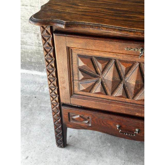 Small Carved Oak Storage Unit, 1930 For Sale - Image 13 of 18