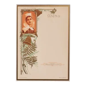 1900 Original French Advertising Menu (Fille Bretonne De Rosporden) Matted