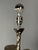 Brass Silver Flower Lamp with Cocoon Fabric Shade, 1980s For Sale - Image 4 of 11