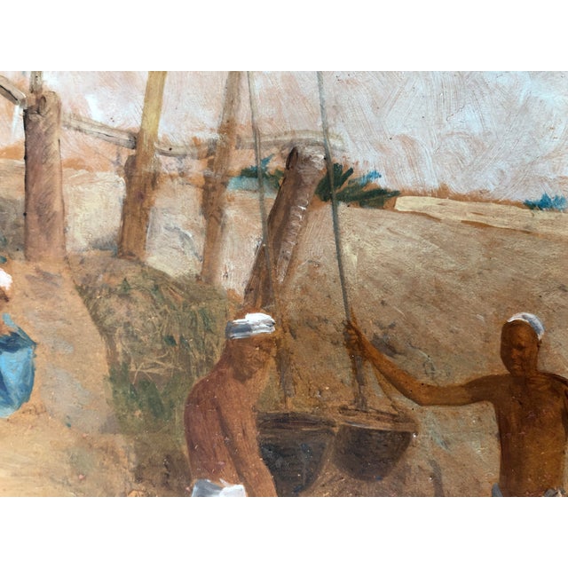 Spilioti, Hommes puisant de l'eau dans des oasis, Oil on Canvas For Sale - Image 5 of 9