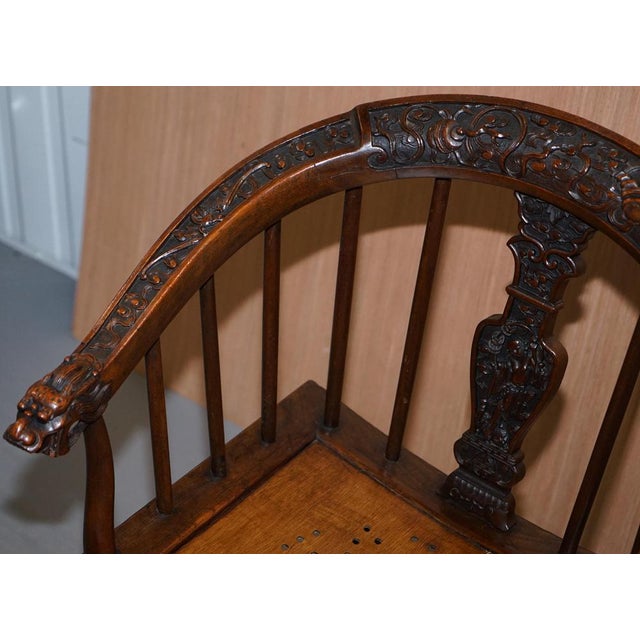 Set of Anglo Chinese Hand Carved Savonarola Armchairs, 1900s For Sale - Image 17 of 18