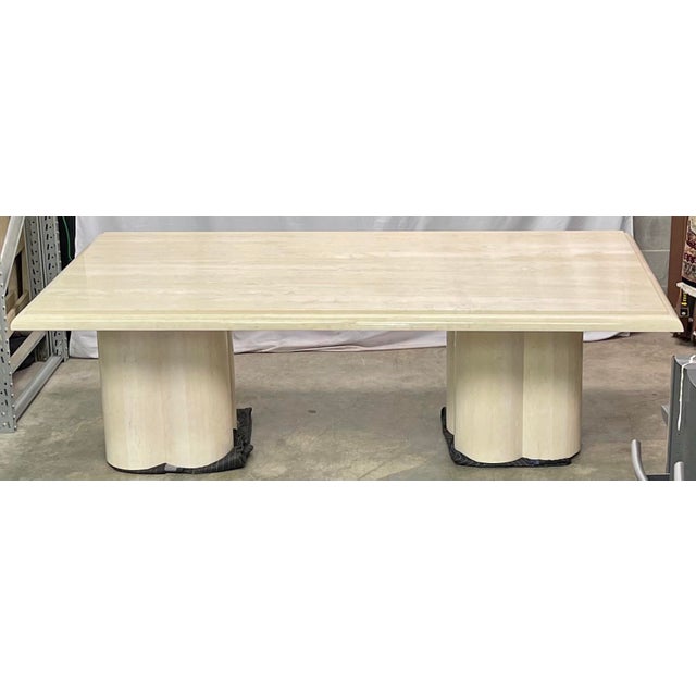 Vintage Kreiss Neoclassical Custom Travertine Marble Beveled Edge