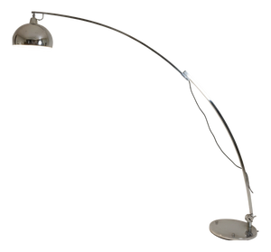 Italian Steel Chromed Adjustable Arc Floor Lamp, 1970s