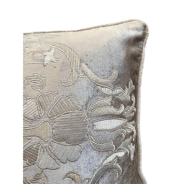 Traditional Fawn Velvet Pillow With Embroidery and Single Bee Design For Sale - Image 3 of 3