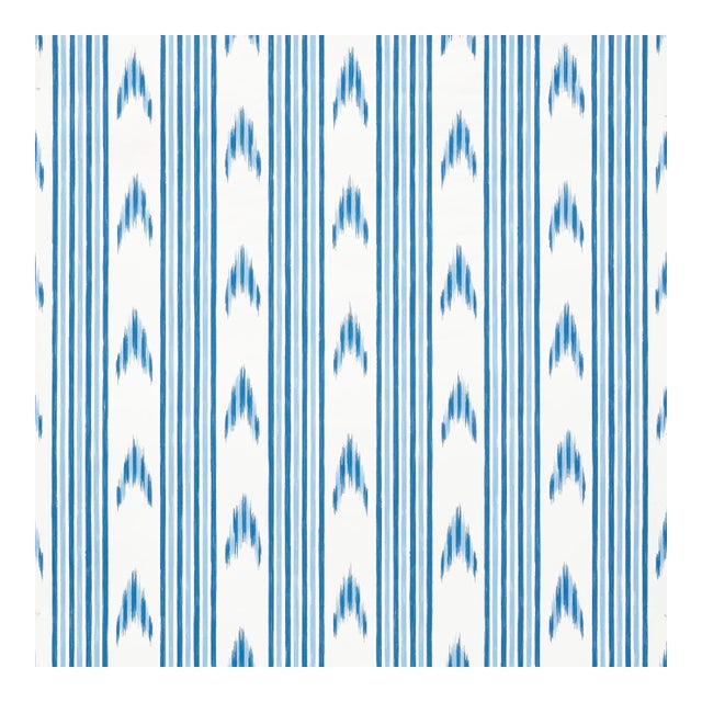 Sample - Schumacher X Mark D. Sikes Santa Barbara Ikat Wallpaper in Indigo For Sale