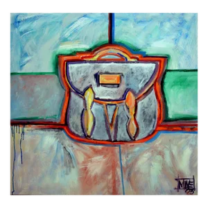Fauvist Double Latch Briefcase in Oil on Canvas by Michael William Eggleston