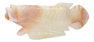 Chinese White Jade Stone Koi / Arowana Fish Fengshui Display Figure