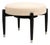 Móveis Cimo Round Stool in Ebonized Wood With Metal Sabots, Brazil, 1950s — Newly Upholstered in Warm Ivory Bouclé For Sale