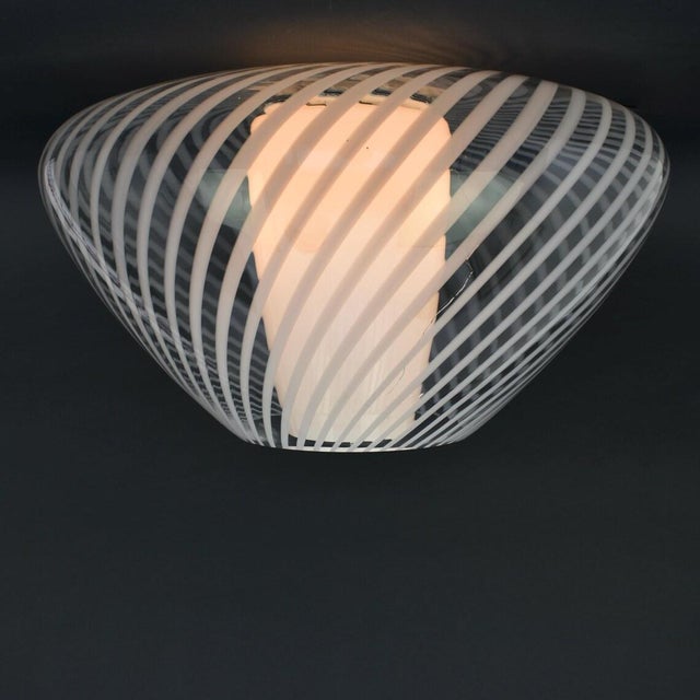 Mid-Century Modern Vintage Large Aloys Gangkofner for Peill & Putzler Toledo Ceiling Light Mid Century Modern Flush Mount Glass Opaline Swirl Modernist Venini For Sale - Image 3 of 10