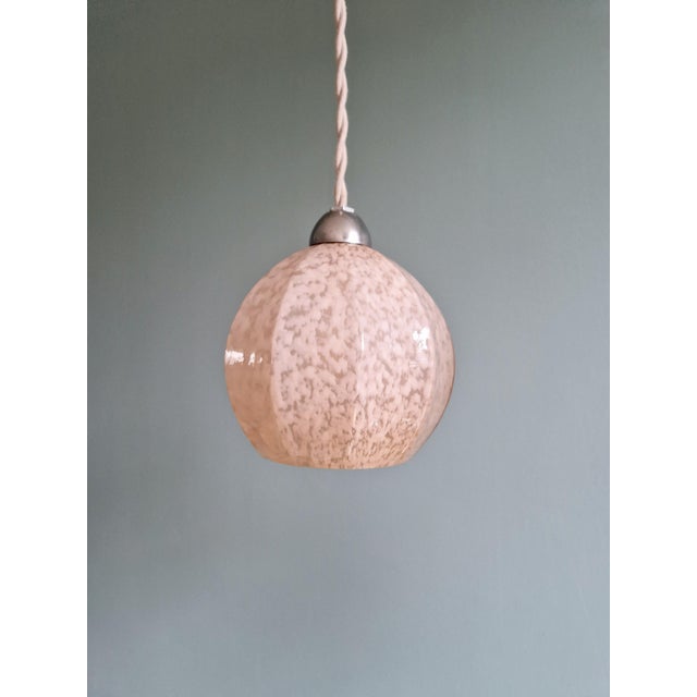 Art Deco Pendant Light in Pink Speckled Glass, 1920s For Sale - Image 14 of 16