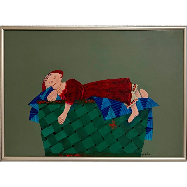 Harry Dunn (1929-1998). Acrylic on board painting Sleeping Matilda Hand signed lower right Mid 20th century Dimensions:...