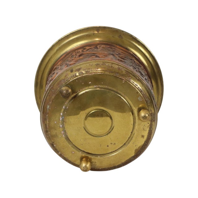 Repoussé Flower Pot in Red Copper and Brass, 1900s For Sale - Image 13 of 16