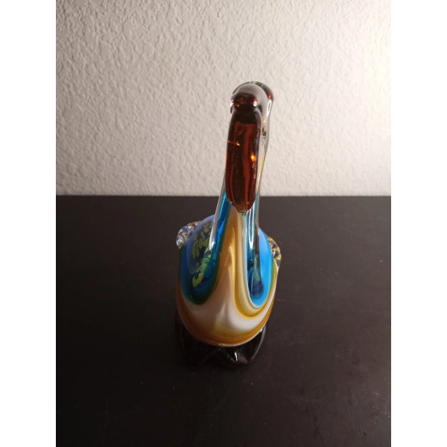 This is a GORGEOUS Multicolor Art Glass 7" Duck Figurine.