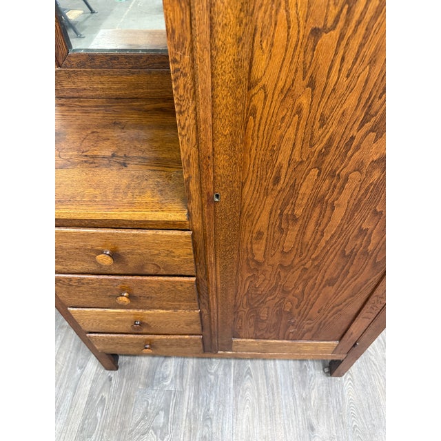 Antique Arts & Crafts Mission Quarter Sawn White Oak Gentleman’s Chiffonier For Sale - Image 16 of 18