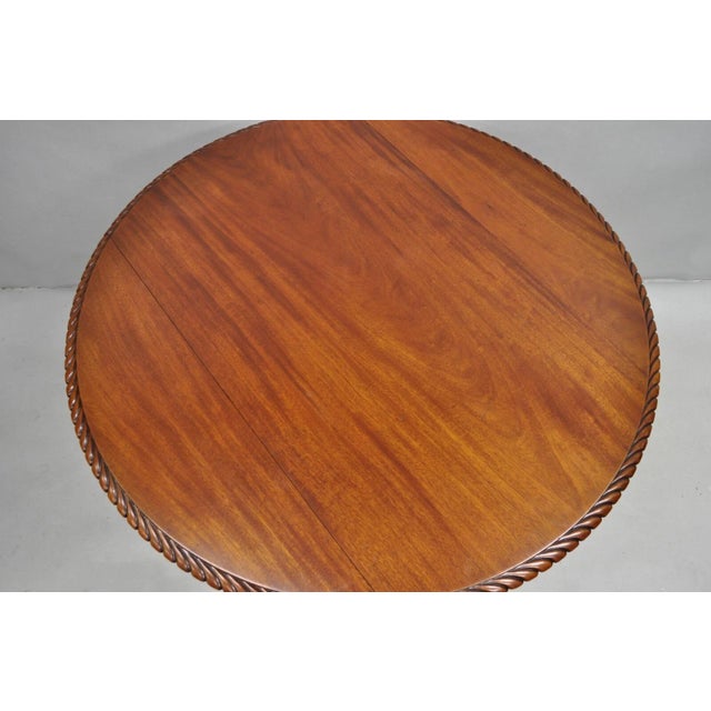 Antique French Empire Carved Mahogany Paw Foot Pedestal Base Round Center Table For Sale - Image 4 of 12