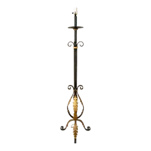 19th C. French Patinated Wrought Iron Standing Lamp