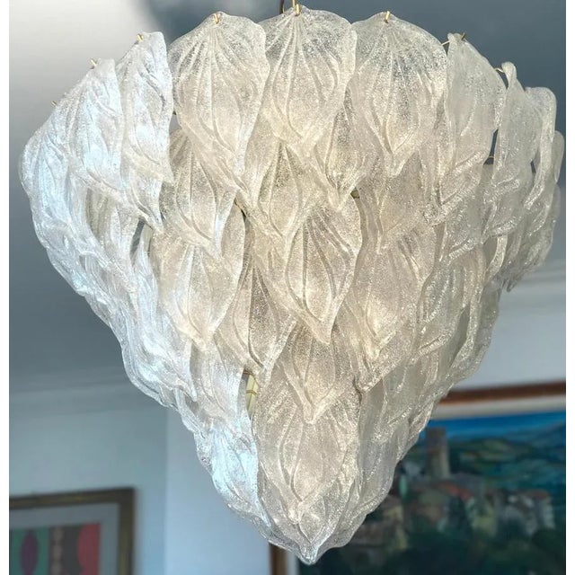 Glass Italian Modern Murano Glass Polar Chandeliers, 1970s, Set of 2 For Sale - Image 7 of 18