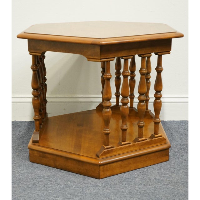 Brown Ethan Allen Heirloom Nutmeg Maple Hexagonal Accent End Table 10-8645p For Sale - Image 8 of 10