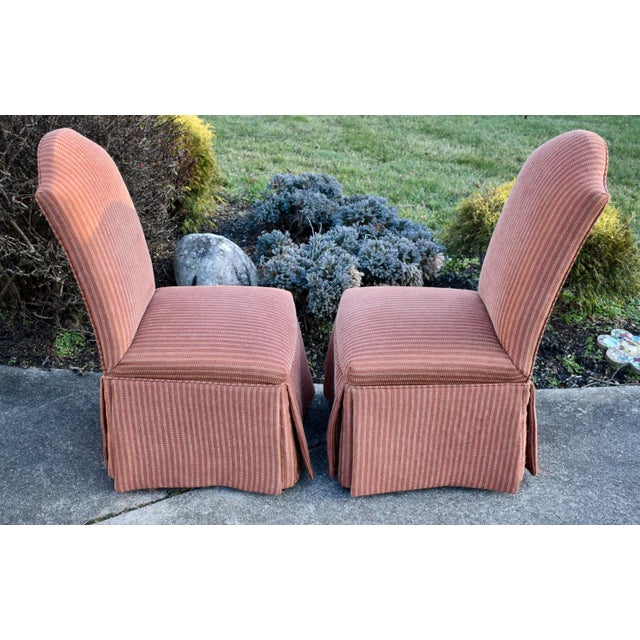 Vintage Pair of Parson Chairs With Pleated Skirted Bottom For Sale In Philadelphia - Image 6 of 10
