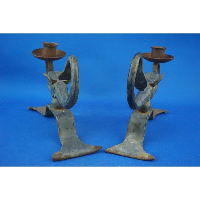 Wrought Iron Candelabras with Dragon Heads, Italy, 1920s, Set of 2 For Sale - Image 7 of 18