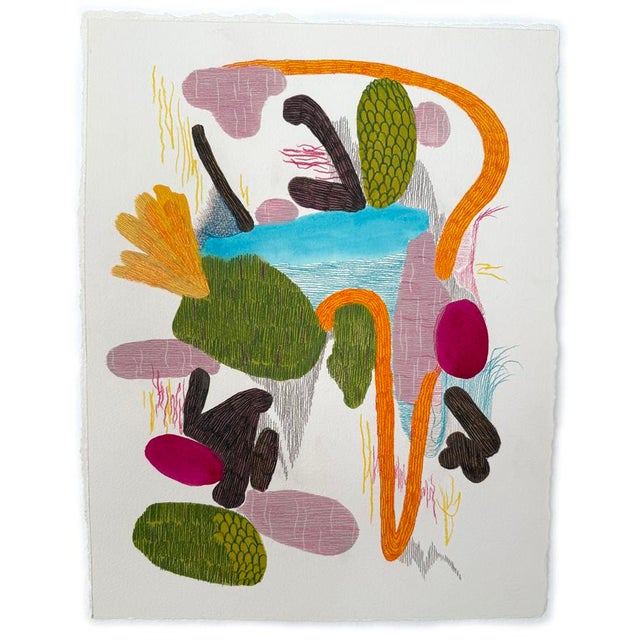 2020s Contemporary Abstract Acrylic and Colored Pencil on Arches 300 Paper "Early Morning Perception" by Jessica Snow For Sale - Image 5 of 6