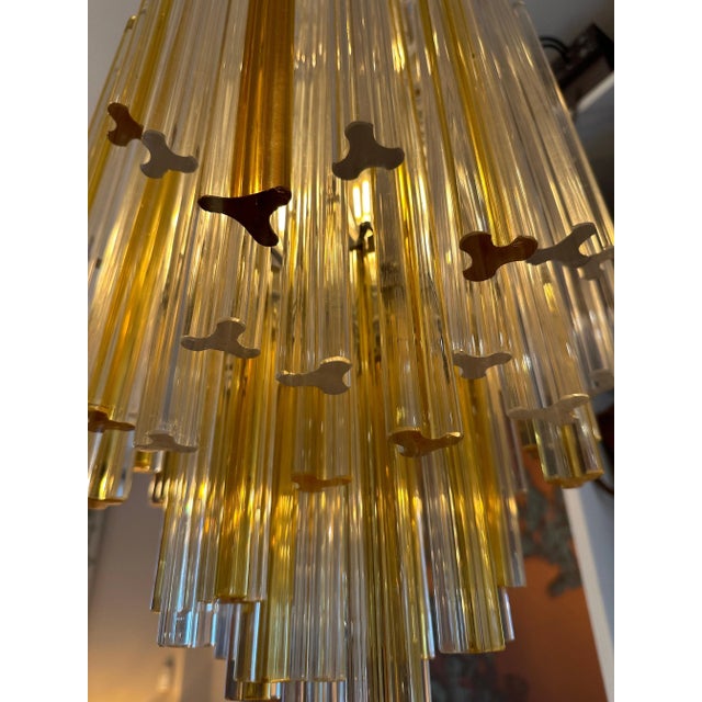Glass Murano Amber and Clear Glass Pendant Light from Venini, 1960s For Sale - Image 7 of 11