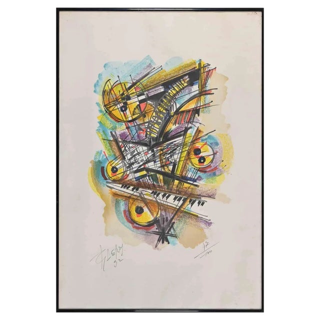 Roger Lersy, Abstract Composition, Original Etching, 1992 For Sale