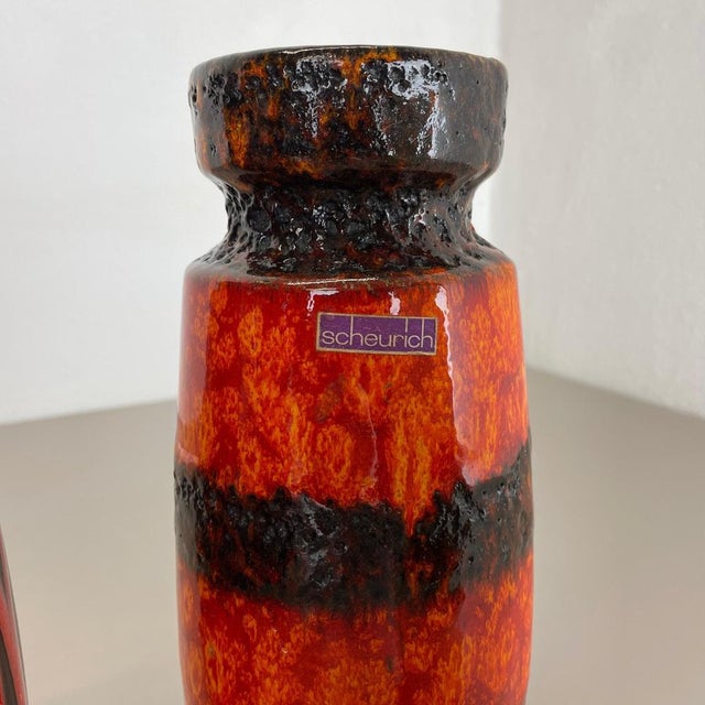 Vintage Fat Lava Pottery Vases attributed to Scheurich, Germany, 1970s, Set of 4 For Sale - Image 18 of 18